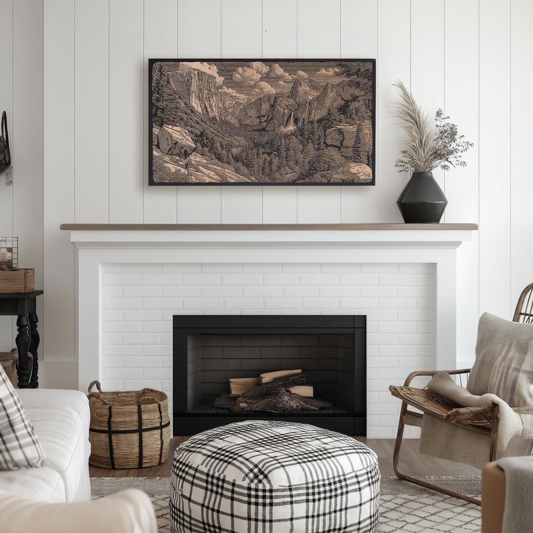 Yosemite Valley Engraved Illustration