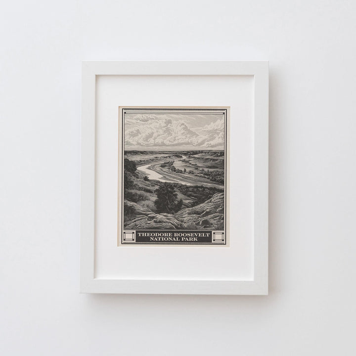 Theodore Roosevelt National Park Lithograph Style Print - Vintage North Dakota archival matte fine art print. Wind Canyon Trail. Travel Gift