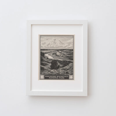 Theodore Roosevelt National Park Lithograph Style Print - Vintage North Dakota archival matte fine art print. Wind Canyon Trail. Travel Gift