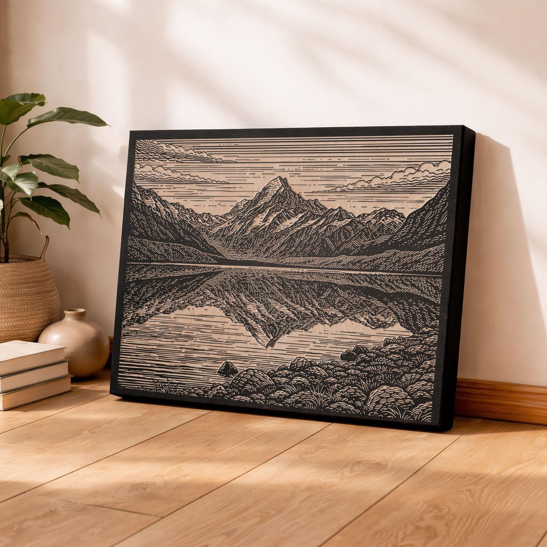 Aoraki Mount Cook New Zealand Engraved Birch Art Panel