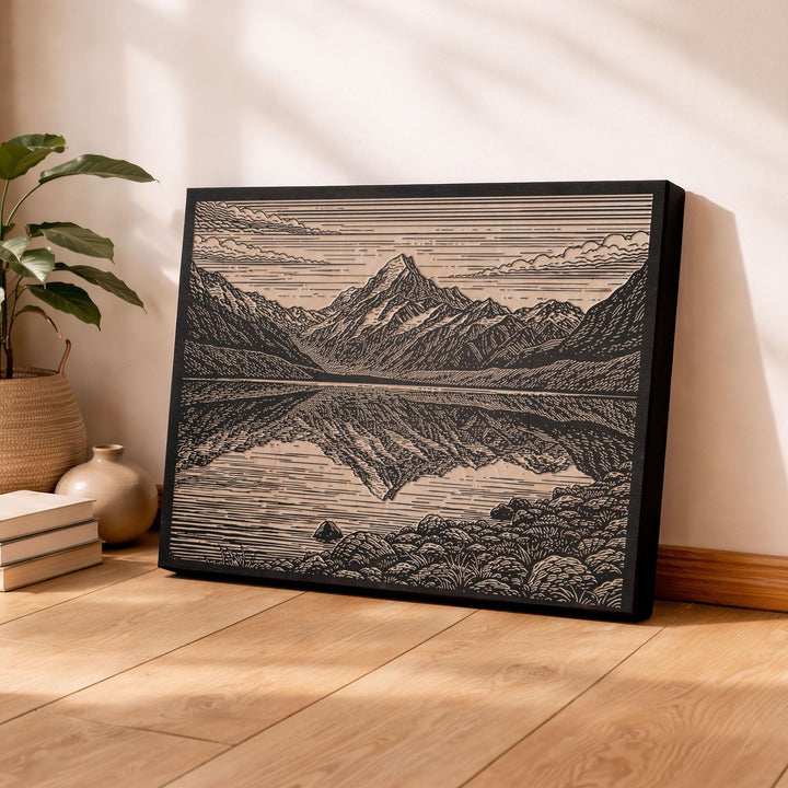Aoraki Mount Cook New Zealand Engraved Birch Art Panel