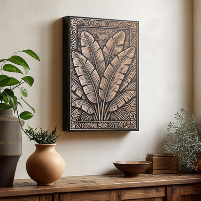 Banana Leaves Engraved Birch Illustration