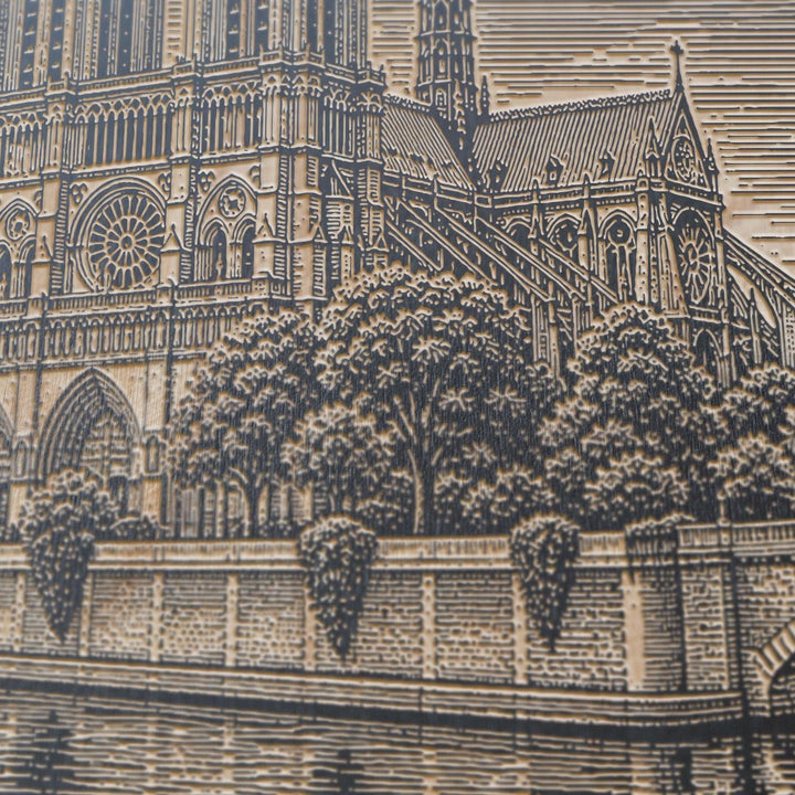 Notre-Dame Cathedral Engraved Birch Art Panel