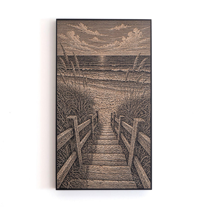 Beach Boardwalk Through the Dunes Engraved Illustration