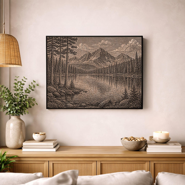 Alpine Lake Engraved Birch Art Panel