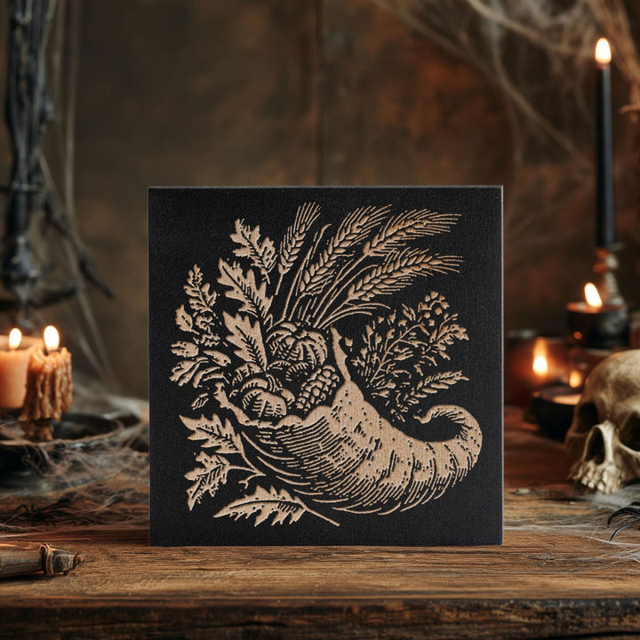Autumn Cornucopia Engraved Birch Wood Panel