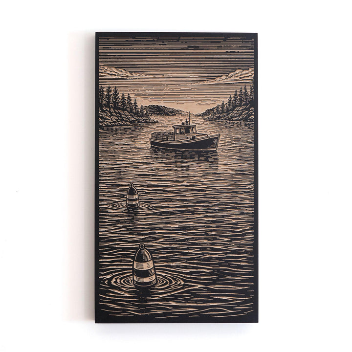 Lobster Boat Engraved Illustration
