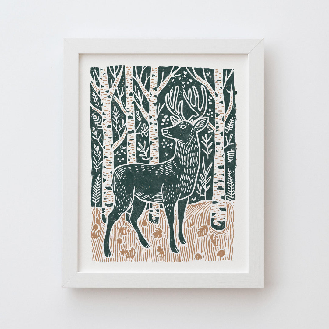 Deer Linocut Print