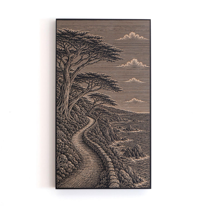 Carmel Cypress Coast Engraved Birch Art Panel