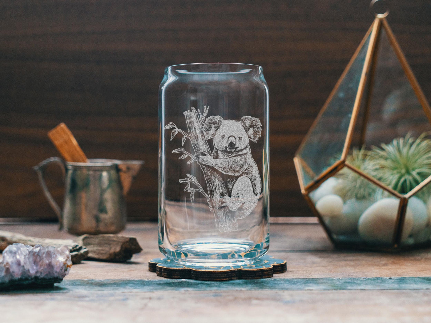 Koala Glasses | Australian Themed Personalized Whiskey, Wine & Beer Glassware, Animal Drinkware, Australia Home Decor, Cute Animal Gift