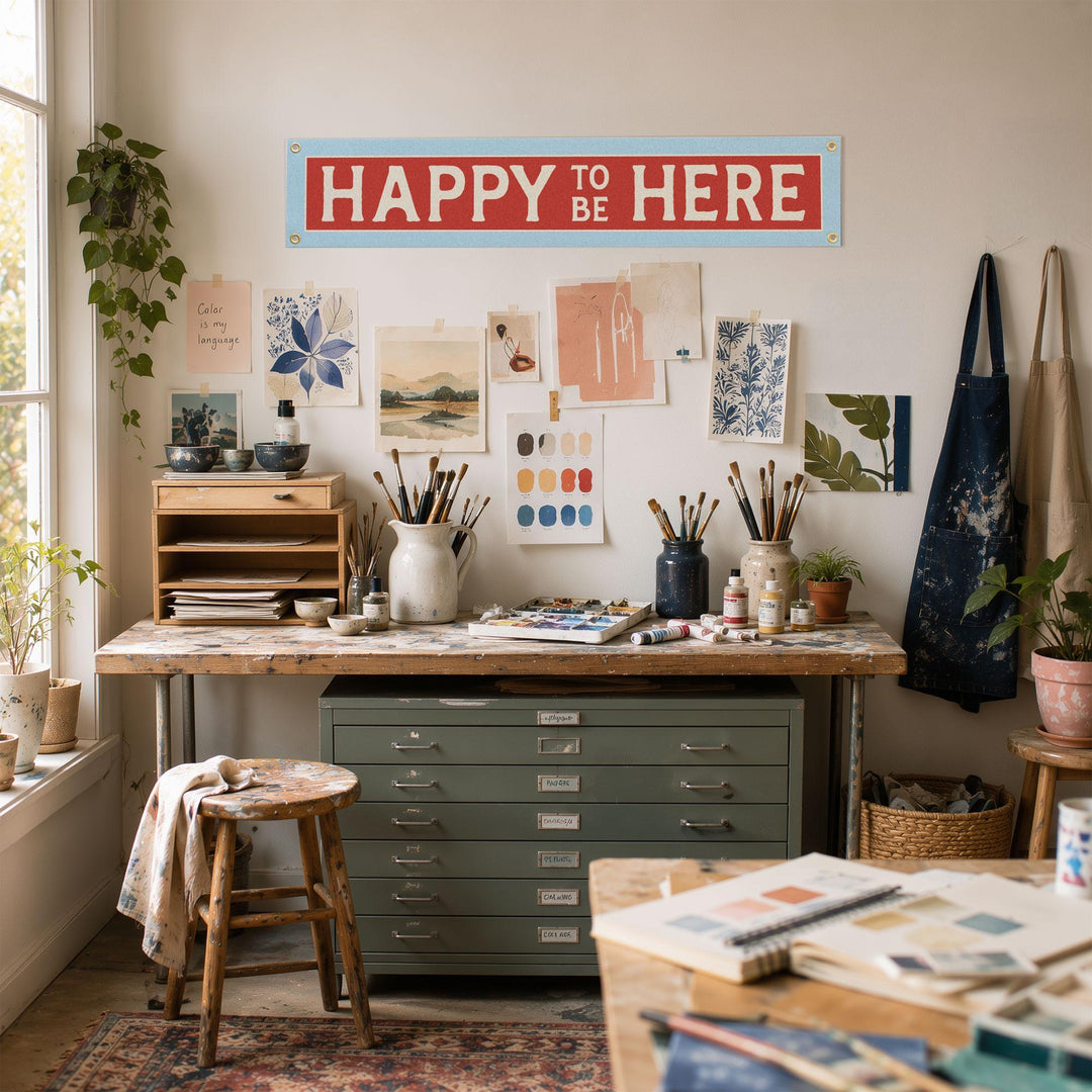 Happy To Be Here Felt Banner