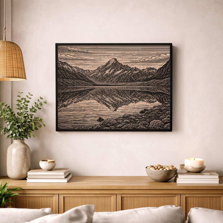 Aoraki Mount Cook New Zealand Engraved Birch Art Panel