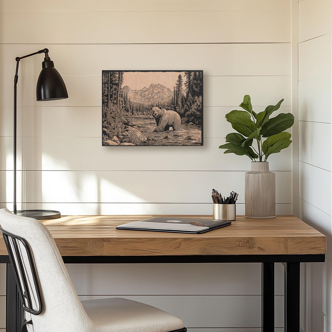 Grizzly Bear in a River Wall Art
