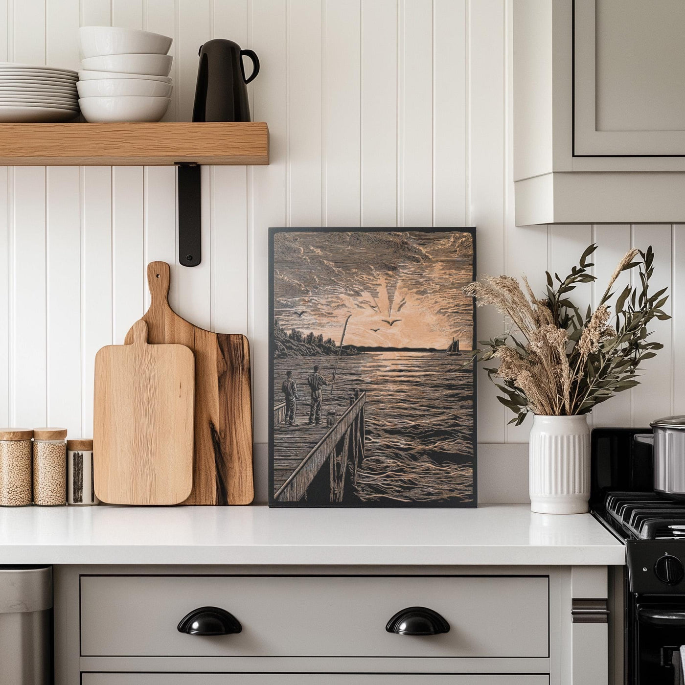 Fishing on a Pier Wall Art