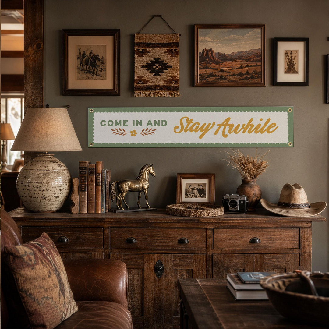Come In and Stay Awhile Felt Banner