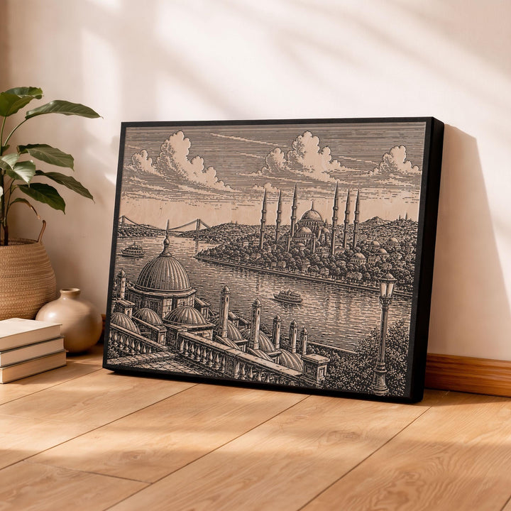 Istanbul Blue Mosque Engraved Birch Art Panel