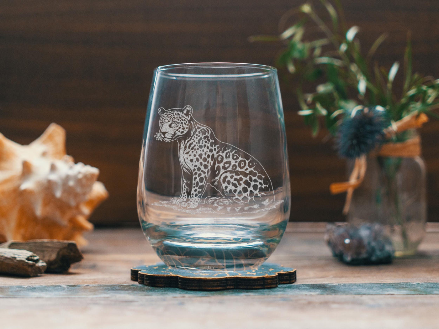 Leopard Glasses | Jungle Themed Personalized Whiskey, Wine & Beer Glassware, Big Cat Drinkware, Wild Exotic Animal Gifts, Safari Home Decor