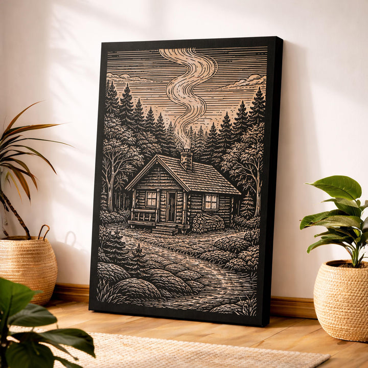 Cabin in the Woods Engraved Illustration