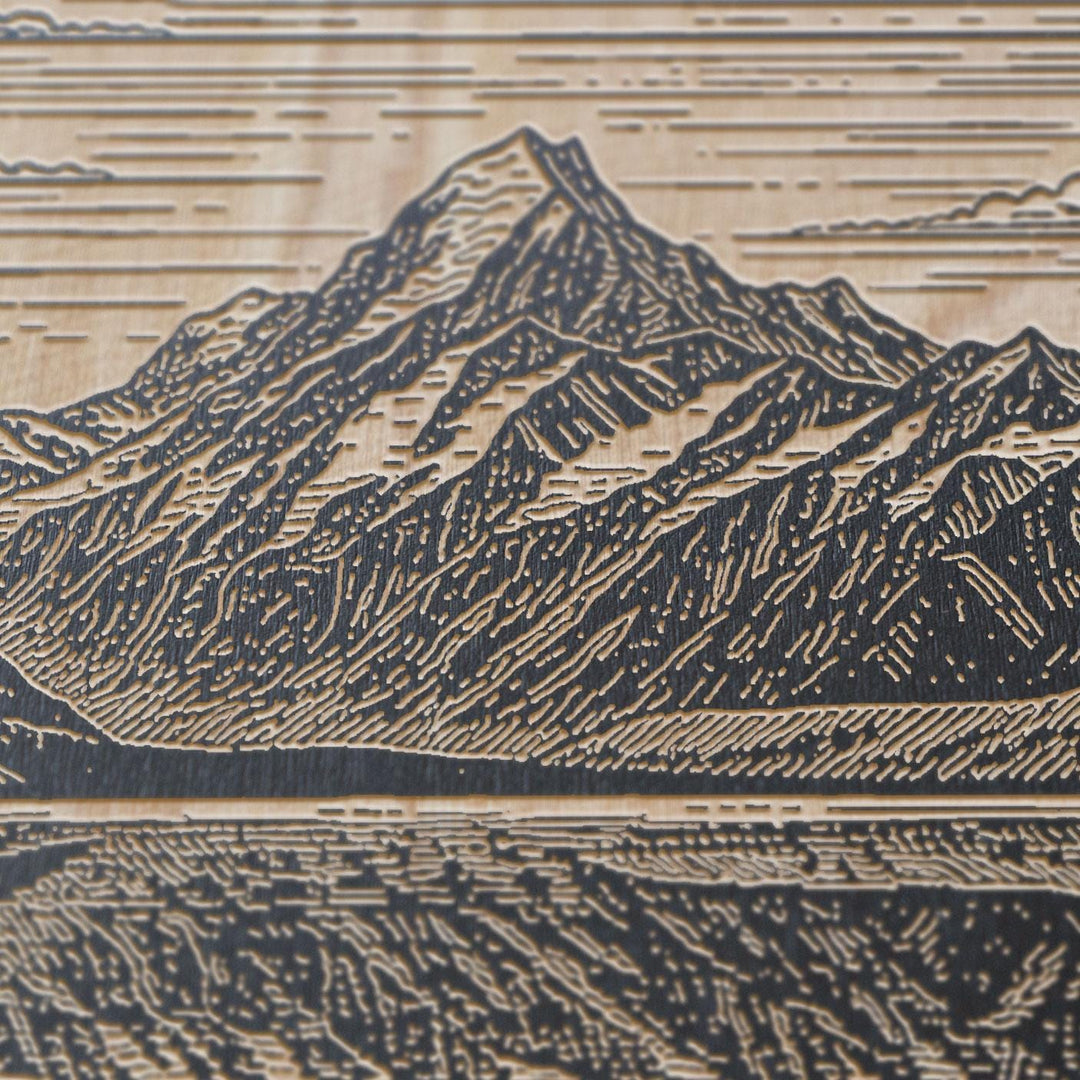 Aoraki Mount Cook New Zealand Engraved Birch Art Panel