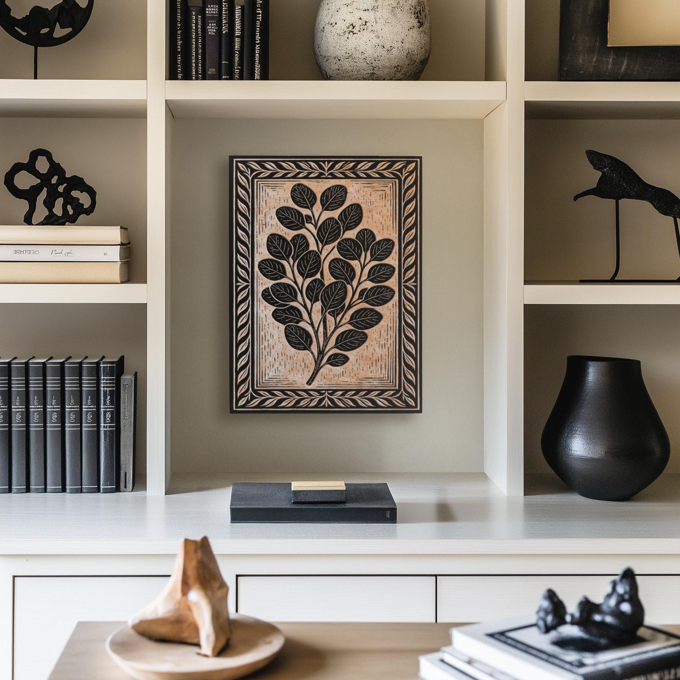 Eucalyptus Branch Engraved Birch Illustration