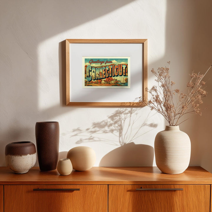 Connecticut Postcard Art Print