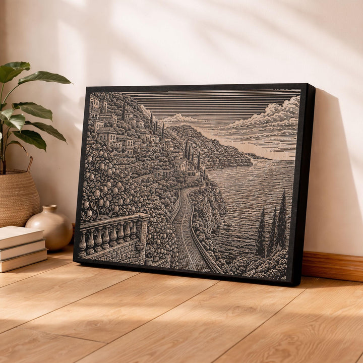Amalfi Coast Italy Engraved Birch Art Panel