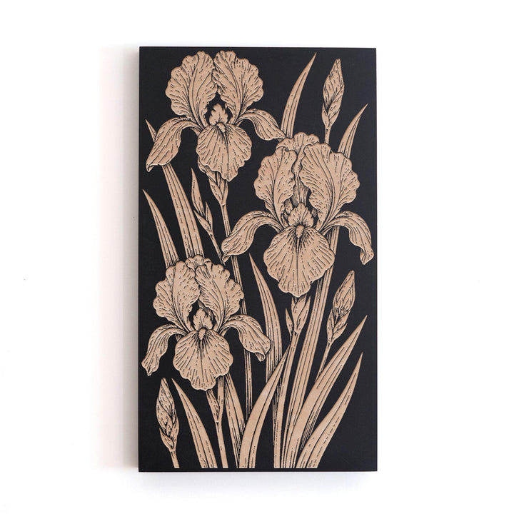 Iris Bloom Engraved Birch Art Panel