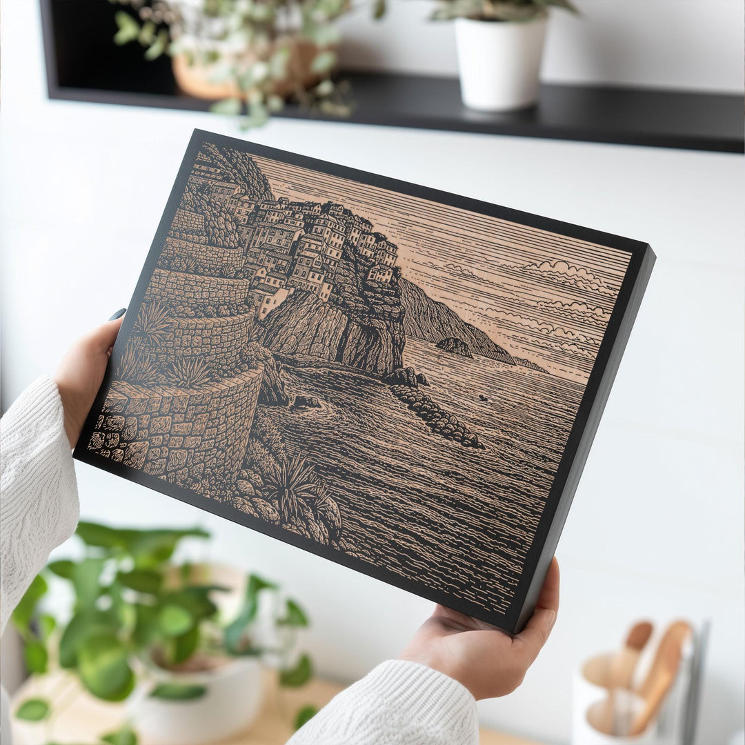 Cinque Terre Italy Engraved Birch Art Panel