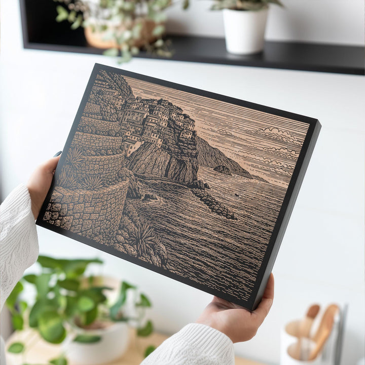 Cinque Terre Italy Engraved Birch Art Panel