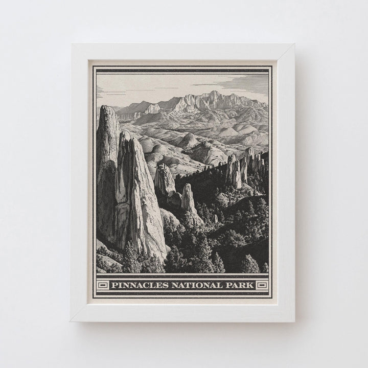 Pinnacles National Park Lithograph Style Print - Vintage California archival matte fine art print. Salinas Valley Pacific Coast Ranges Gift