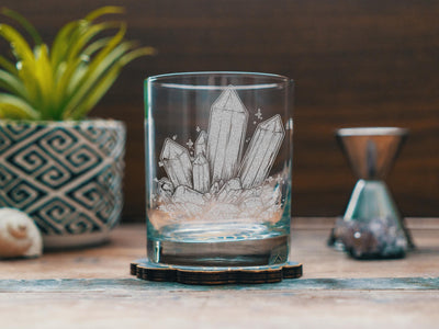 Crystal Glasses | Boho Ethereal Themed Whiskey, Wine & Beer Glassware, Spiritual Seeker Drinkware, Mineral Enthusiasts Gift, Glam Home Decor