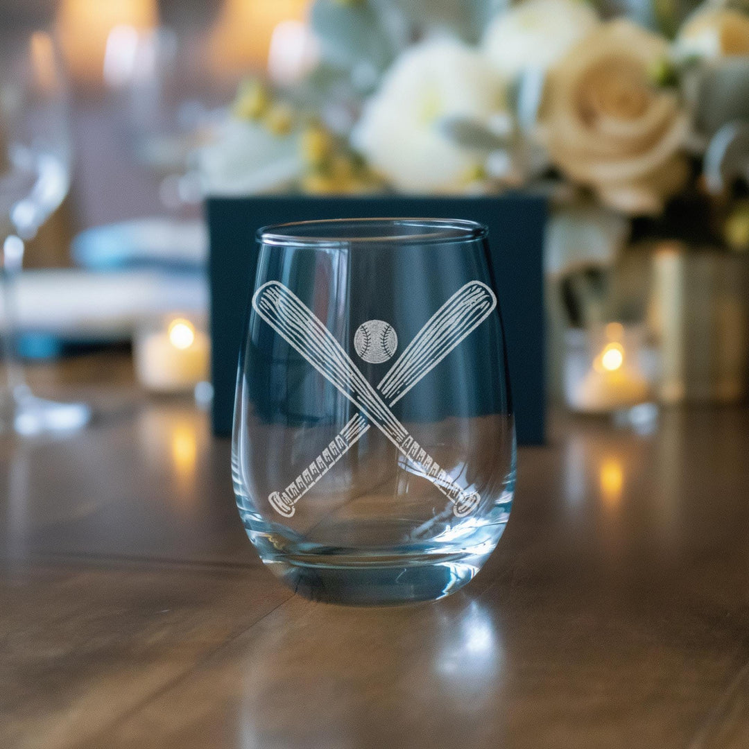 Crossed Baseball Bats Glasses