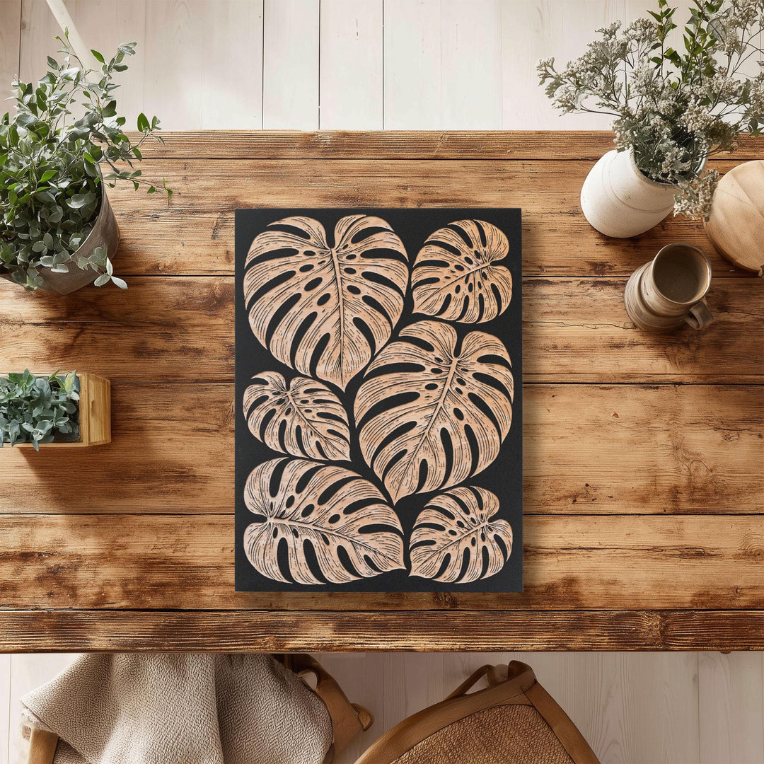 Monstera Deliciosa Leaf Engraved Birch Art Panel