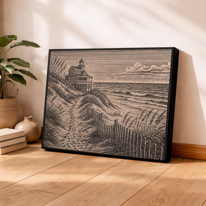 Outer Banks Lifesaving Station Engraved Birch Art Panel