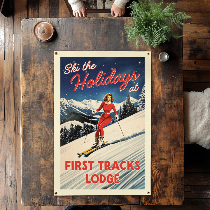 Custom Ski the Holidays Felt Banner