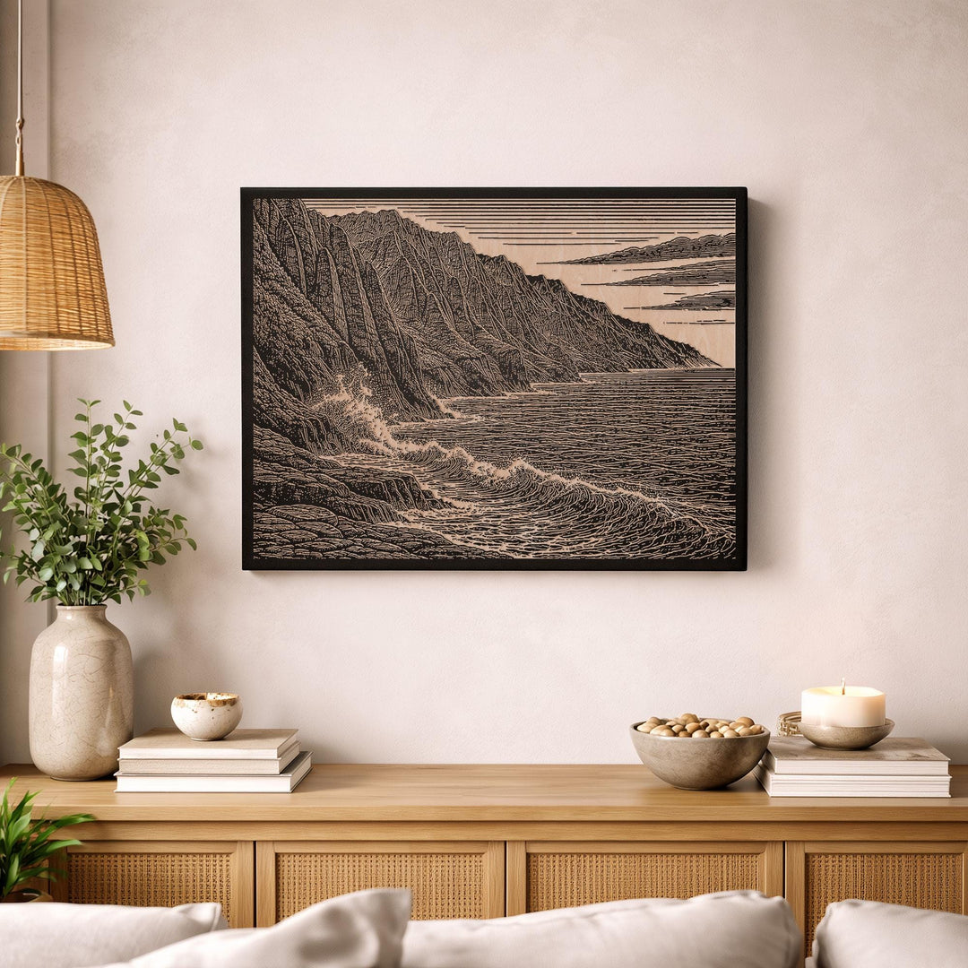 Na Pali Coast Hawaii Engraved Birch Art Panel