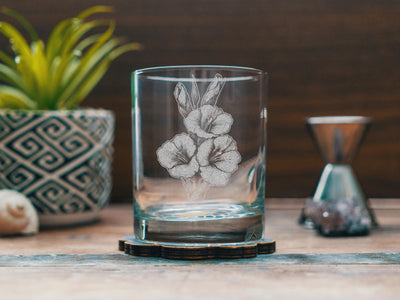 Gladiolus Glasses | August Birth Flower Gift, Flower Themed Personalized Whiskey, Wine & Beer Glassware, Floral Drinkware, Gardener Decor