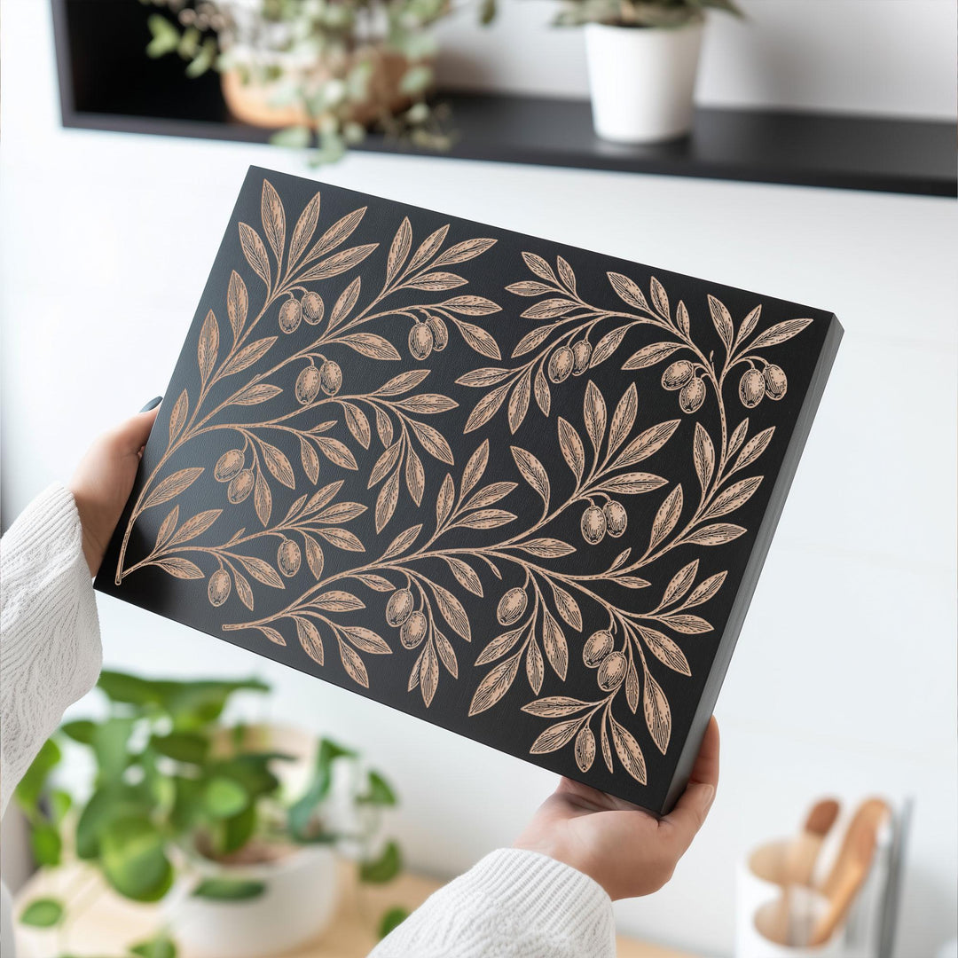 Olive Branches Engraved Birch Art Panel