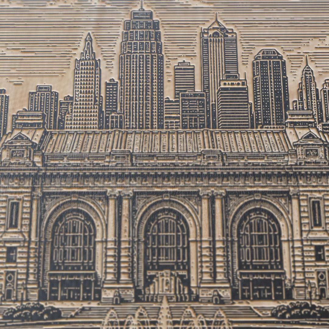 Kansas City Union Station Engraved Birch Art Panel