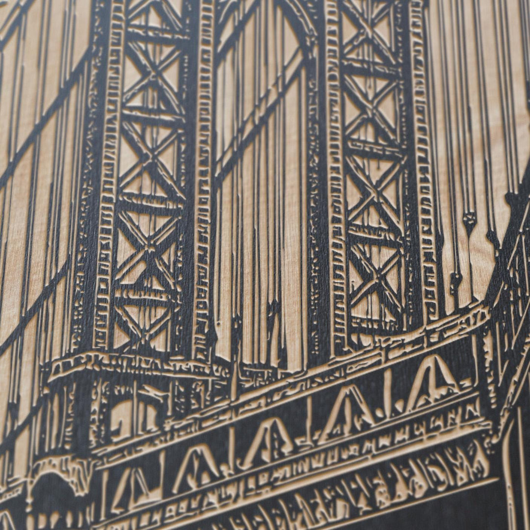 New York Manhattan Bridge Engraved Illustration