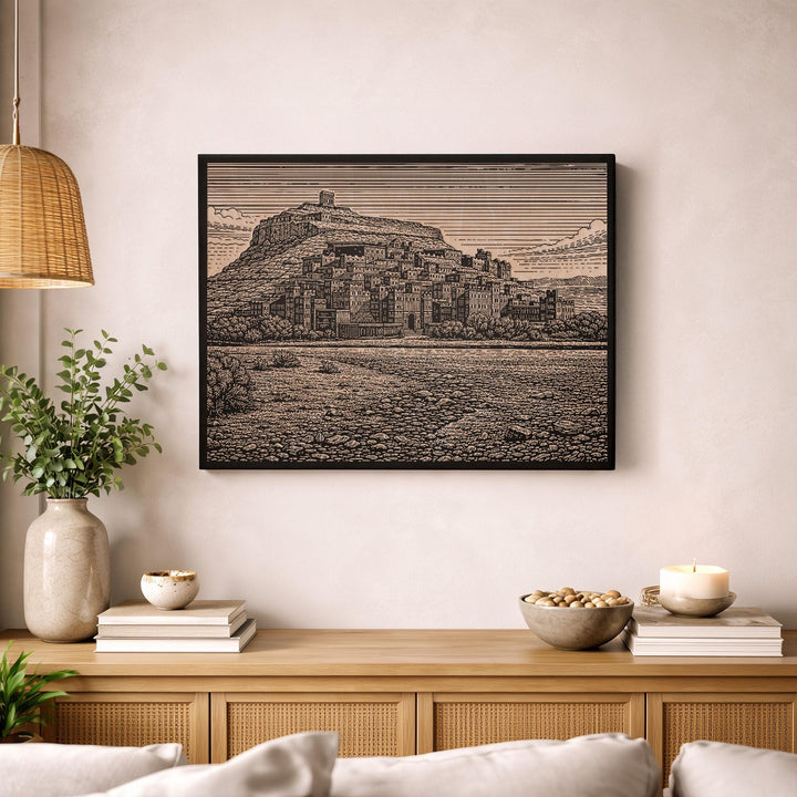 Ait Benhaddou Morocco Engraved Birch Art Panel