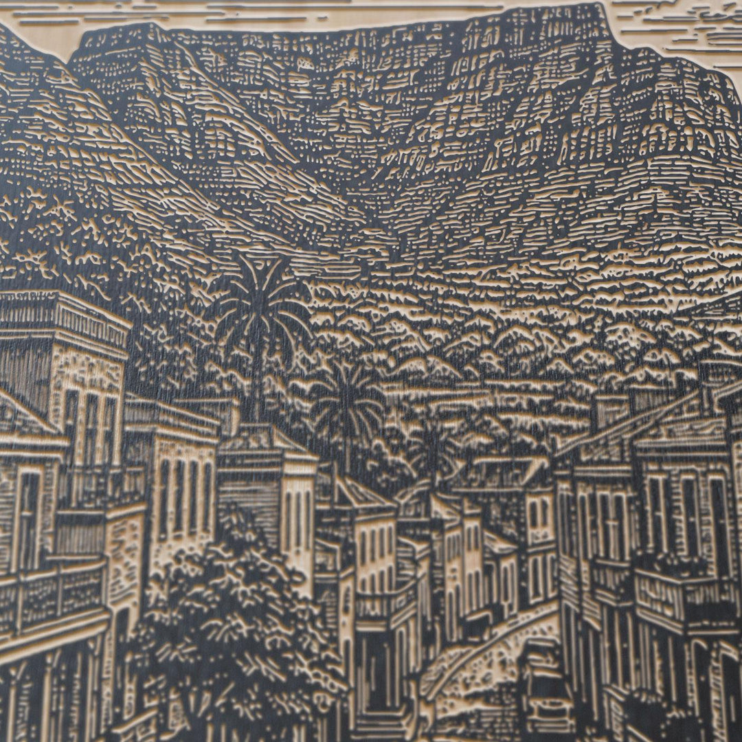 Cape Town Engraved Birch Art Panel