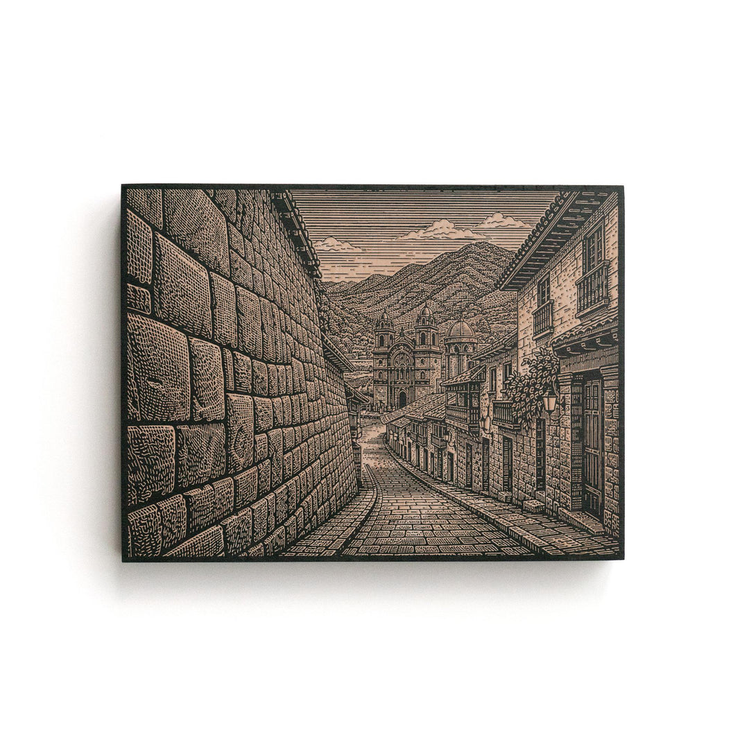 Cusco Street Engraved Birch Art Panel