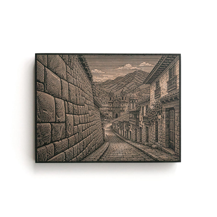 Cusco Street Engraved Birch Art Panel