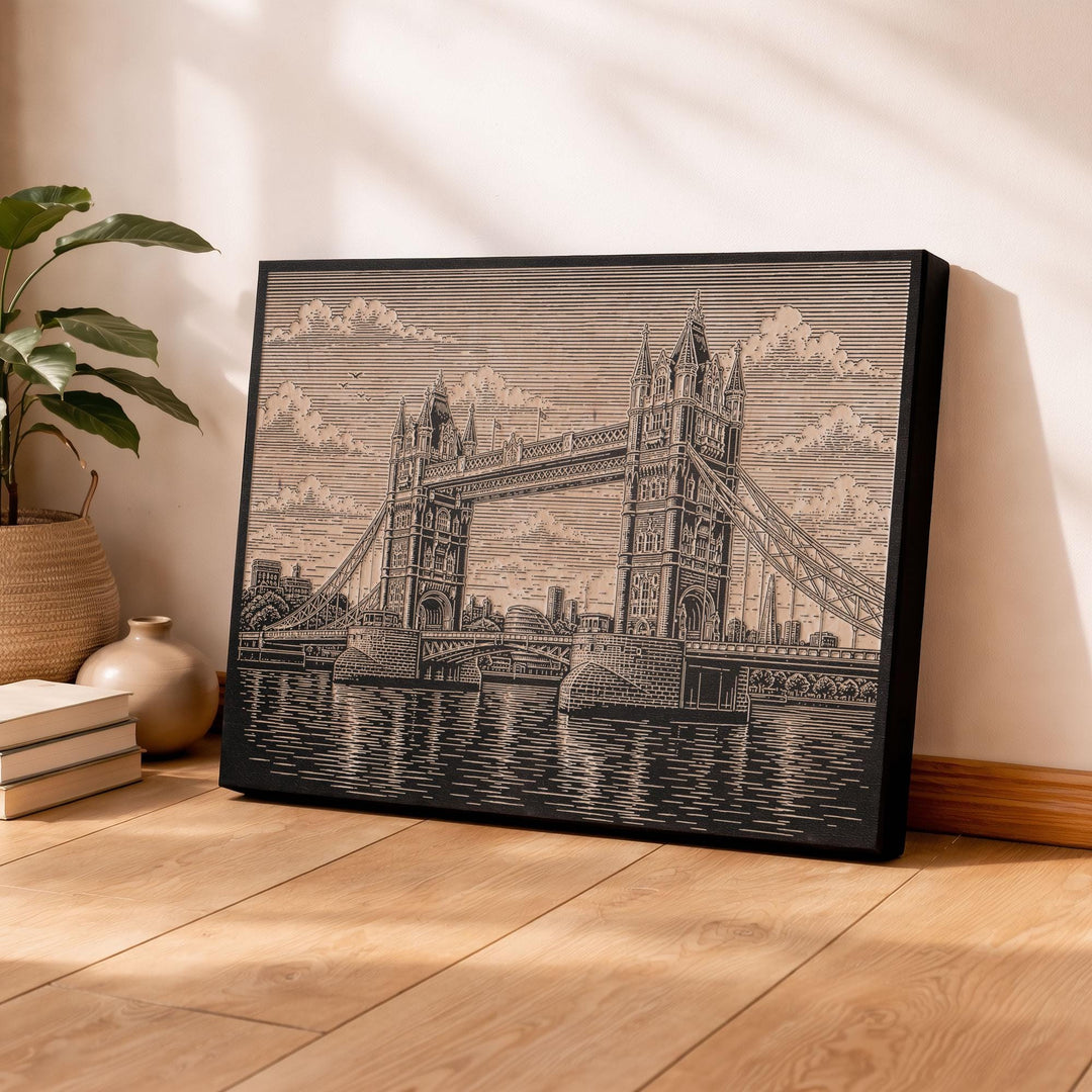 Tower Bridge London Engraved Birch Art Panel