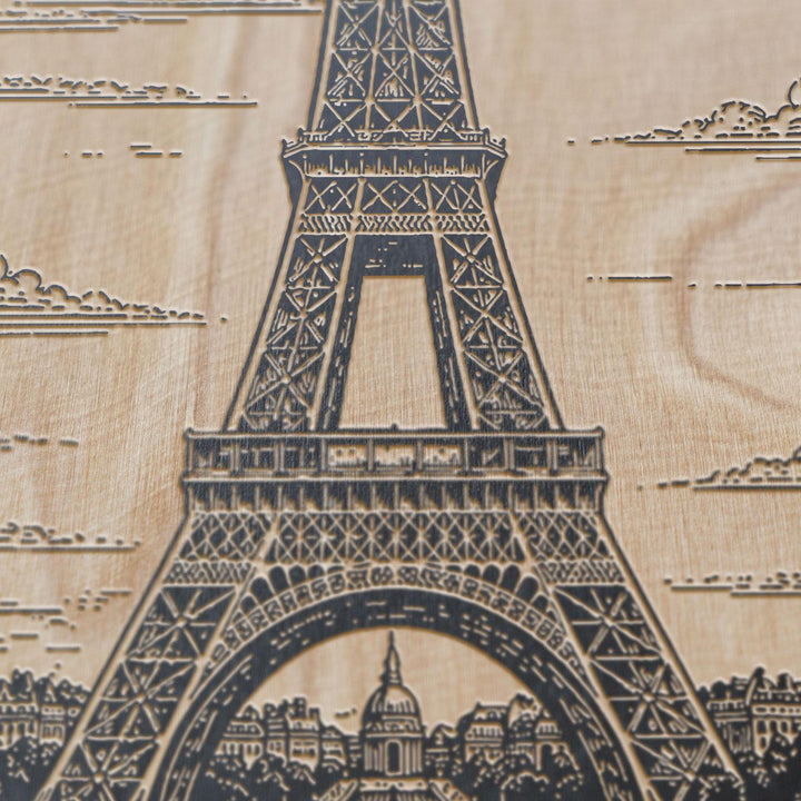 Eiffel Tower Engraved Birch Art Panel
