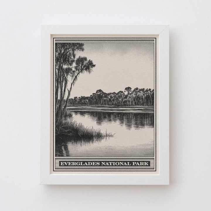 Everglades National Park Lithograph Style Print - Vintage Florida archival matte fine art print. South Florida Alligator Wildlife Swamp Gift