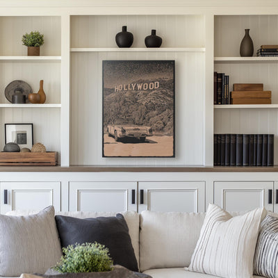 Vintage Hollywood Hills Sign Engraved Illustration