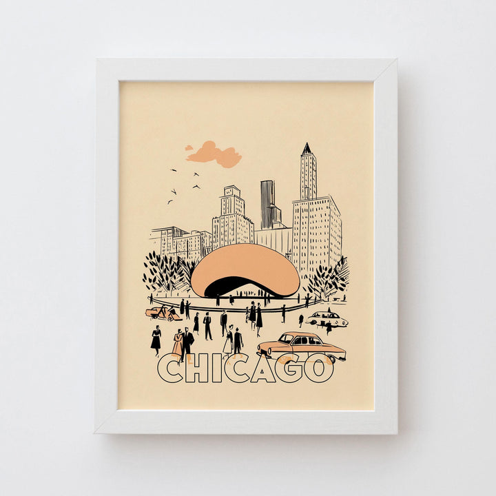 Chicago, Illinois Mid Century Travel Poster