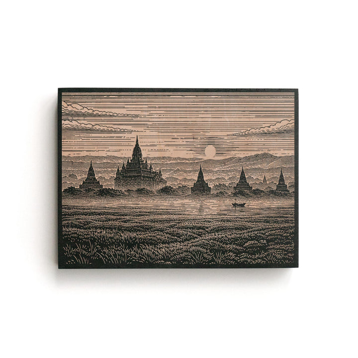 Bagan Myanmar Engraved Birch Art Panel